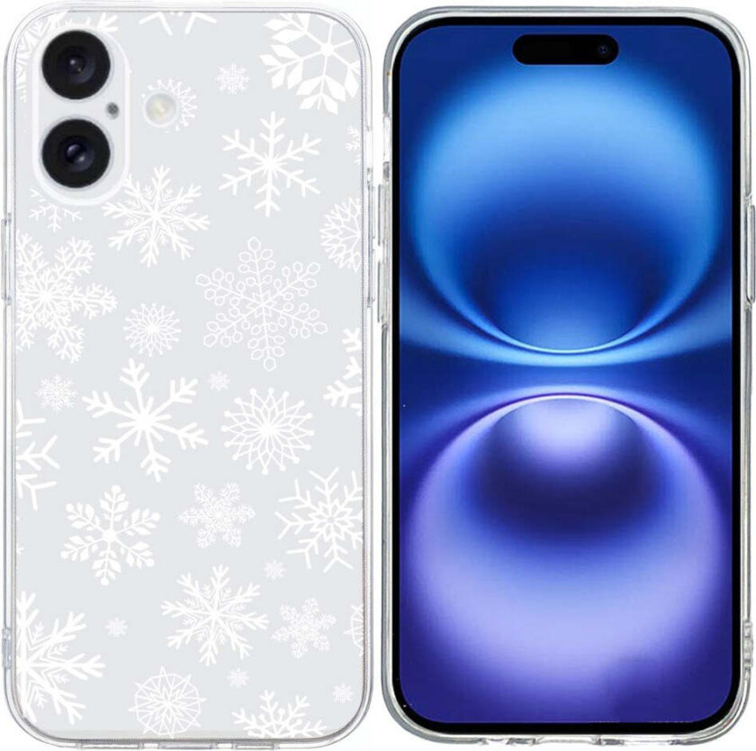 iPhone 16 Jule Deksel Fleksibelt Plast - Snøfnugg