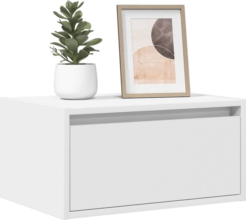 Vegghengte nattbord med LED-lys 2 stk hvit