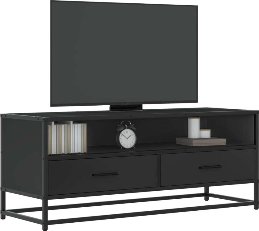 TV-benk svart 100x34,5x40 cm konstruert tre og metall