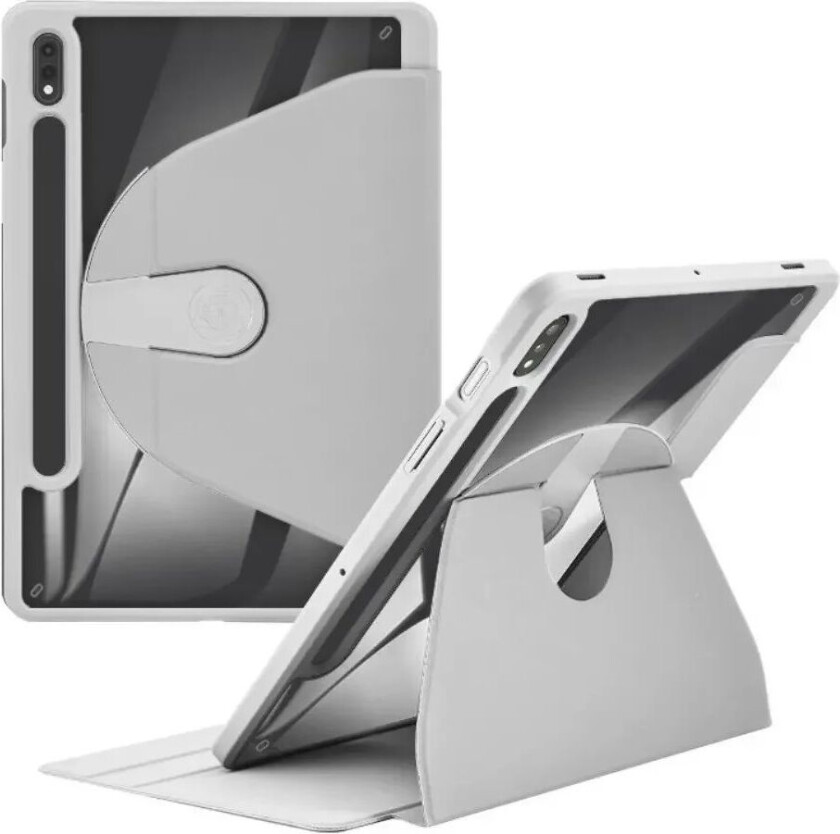 Samsung Galaxy Tab S9+ (Plus) / S9 FE+ (Plus) Hybrid Flip Deksel - Grå / Gjennomsiktig