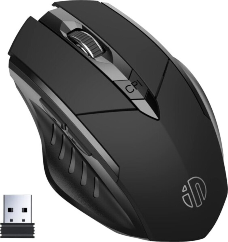 Trådløs mus med stille klikk, USB 2.4G, oppladbar, for bærbar PC, nettbrett, Windows, Linux, svart