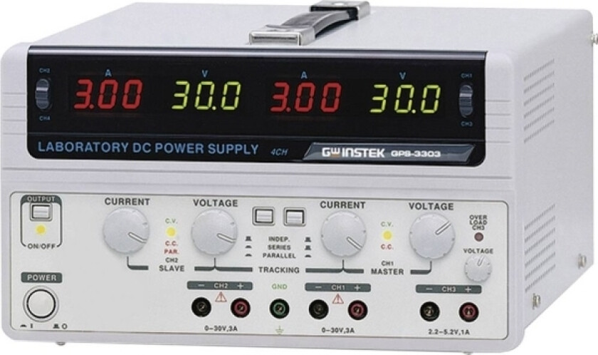 Gw Instek Gps-3303-E Laboratoriestrømforsyning, Indstillelig Kalibreret (Iso) 0 - 30 V/Dc 0 - 3 A 195 W Antal Udgange 3 X