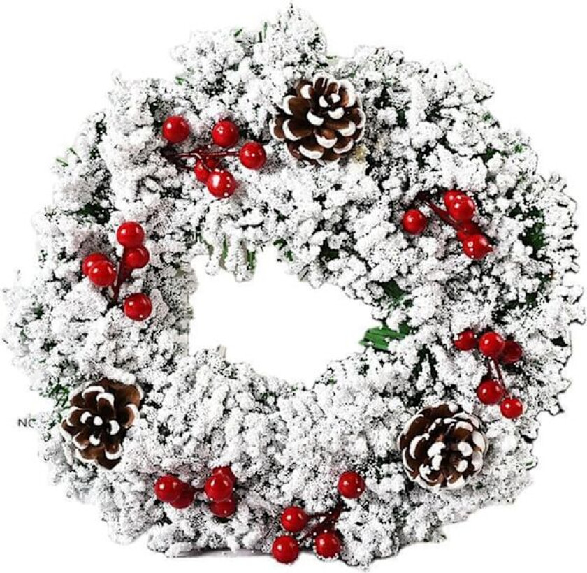 Snøfarget Julekrans 13'' Kunstig Vinterdørkrans Pinjekongler Blandet Dekorasjon Utendørs Julgran Girlander-A