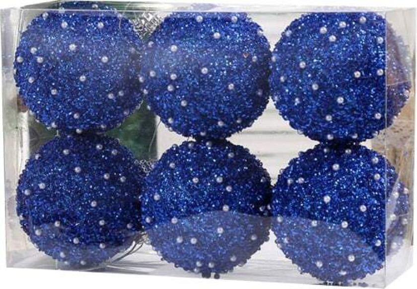 6 stk julekule ornament sett julepynt sett med hengetau Xmas hengende dekor (blå, 24cm*16cm*8cm) Blue