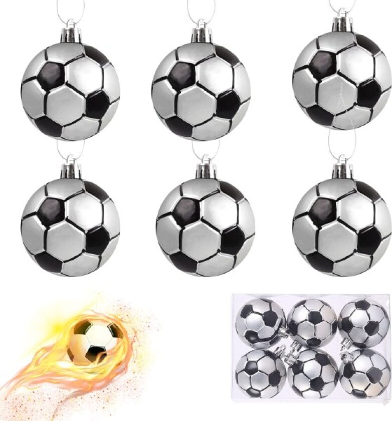 6 stk Fotball Julepynt Julekule Sett Julekuler Ornamenter VM Fotball 2022 Dekorasjoner Fotballfest Gavepose Fyllstoffer