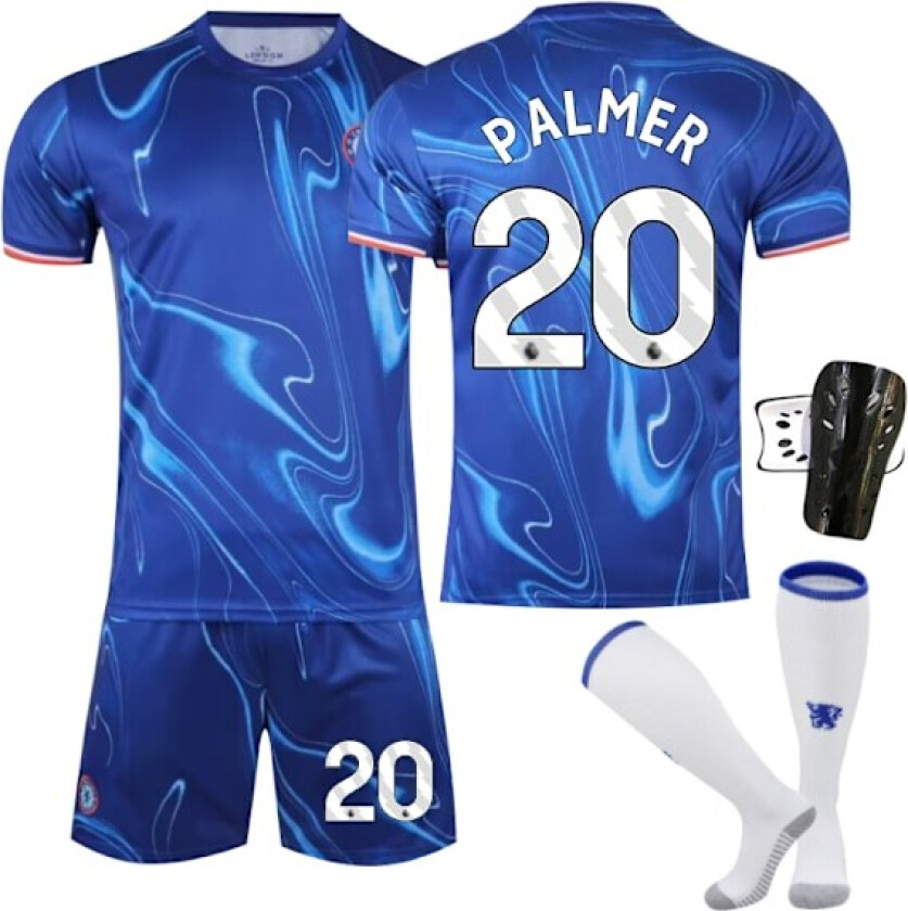 Chelsea Hjemme Fotballdrakt Barn 2024-2025 Hjemmebane Palmer Nr. 20 - Sokkebeskyttere L No. 20 - Sock Guards L