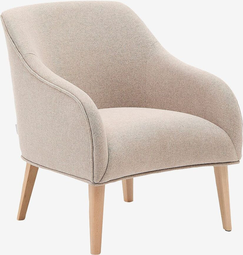 Bobly lenestol i beige og med massivt bøketre i en naturlig finish, Beige