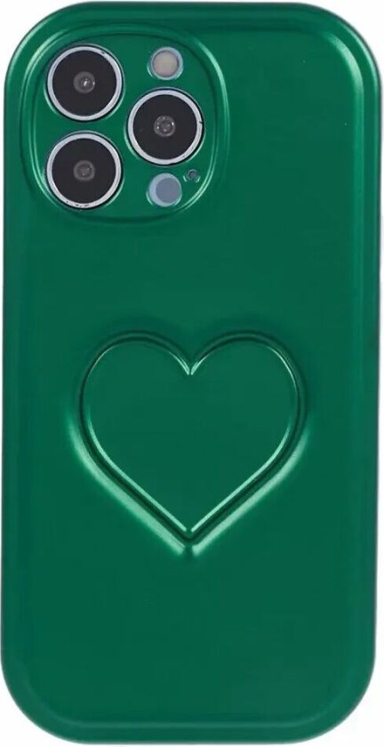 iPhone 15 Pro Fleksibelt Plastdeksel med Hjerte - Grønn