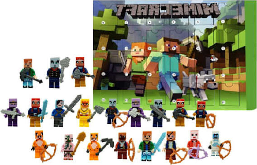 Minecraft Julekalender 2024, 24 stk/sett Juletelling Adventskalender, Julegave til barn 3 år og eldre