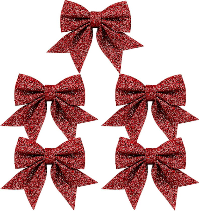 5 stk Glitter Julekuler, Små Julekuler, Glitterkuler til Julekranser, Kranser, Trepynt, Rød