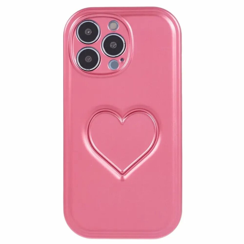 iPhone 15 Pro Fleksibelt Plastdeksel med Hjerte - Pink