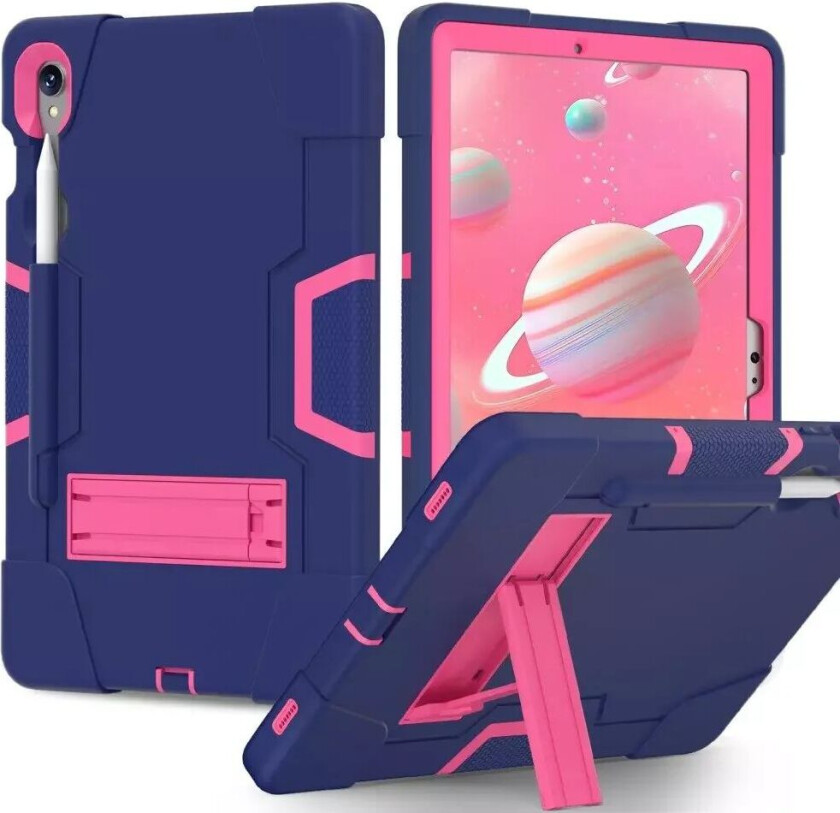 Samsung Galaxy Tab S9 / S9 FE håndverkerdeksel m. Penneholder & Stativ - Blå / Rosa