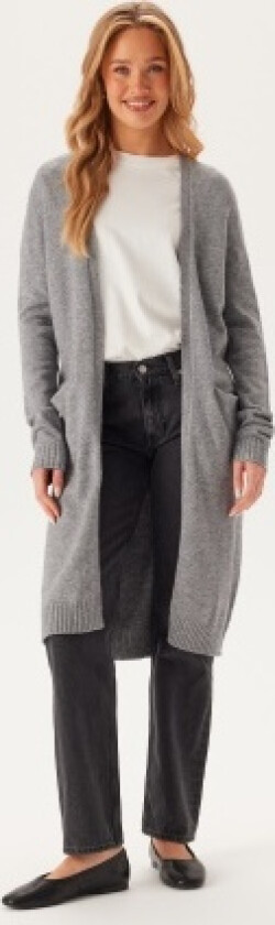 Ril Long Knit Cardigan Medium Grey Melange XXL
