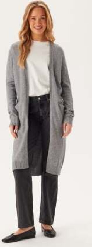 Ril Long Knit Cardigan Medium Grey Melange M