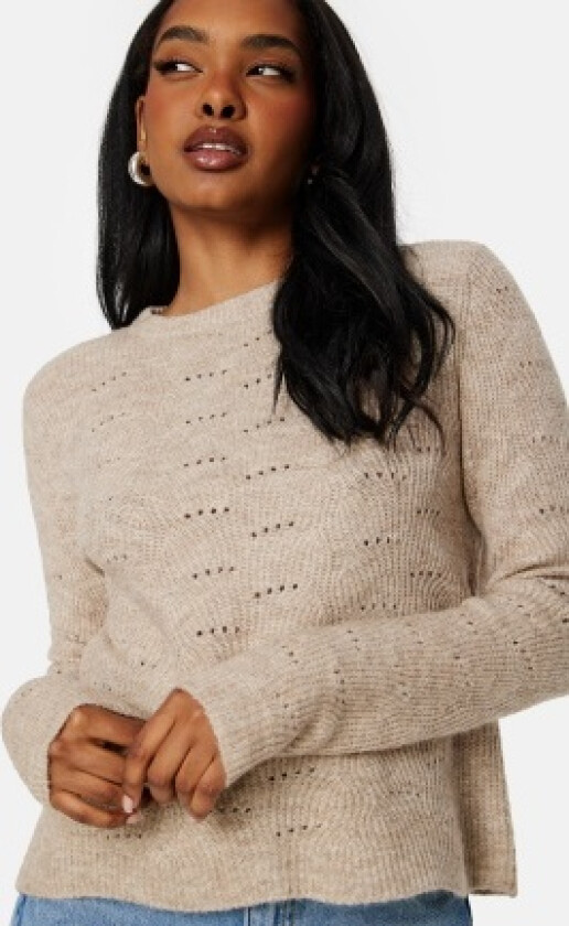 Onlolli L/S Pullover Knit Beige Detail:MELANGE XS