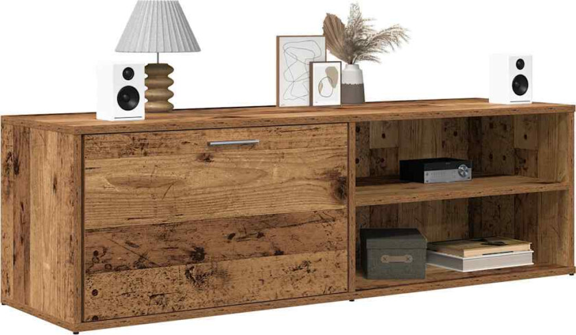 TV-benk gammelt tre 120x34x37 cm konstruert tre