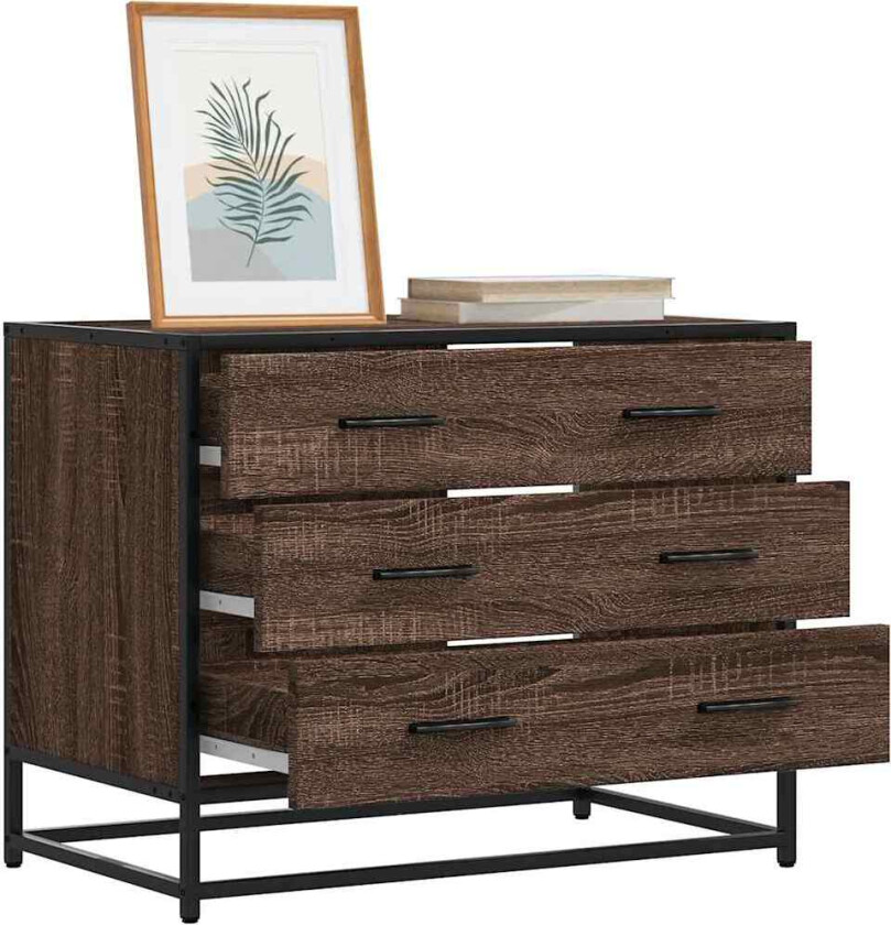 Kommode brun eik 70x41x56 cm konstruert tre