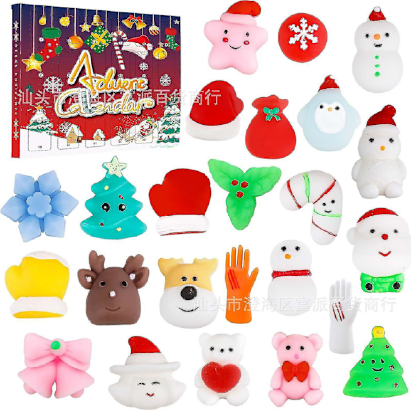 Adventskalender 2022 Julekalender Nedtelling Gave 24 stk Ulike Søte Mochi Dyr Squishy Gave Til Barn-mxbc