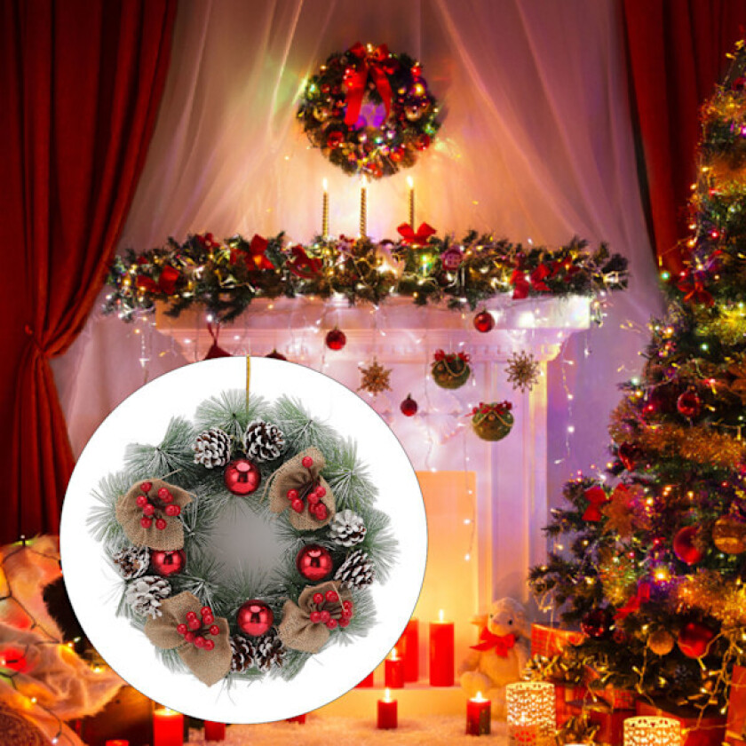 Julekrans Levende Livaktige Furu Nåler Juledekorativ Krans For Inngangsdør Hjemmedekorasjon Type A Stor