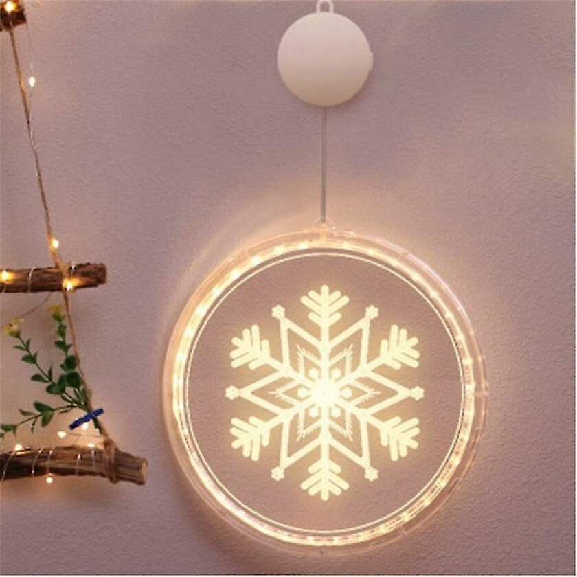 Julekrans med LED-lysrekke og julenissen - Dør- og veggdekorasjon - Høytidsdekorasjon til hjemmet - Navidad-pynt - Gave (snø)