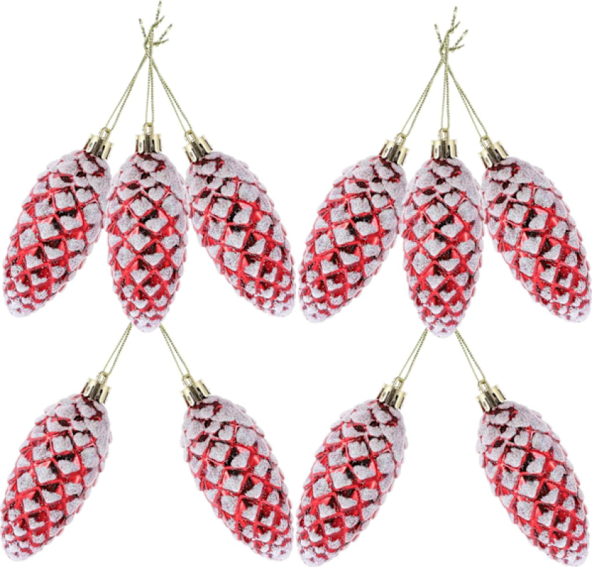 Julekule Ornamenter Furunål Henger 10 stk Uknuselig Furunålkule Ornament Sesongmessig Ferie Bryllup Festdekorasjoner Rød