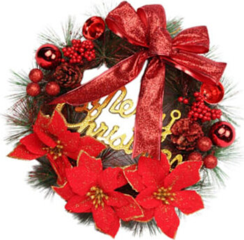 Snøhvit Julekrans Juleromdekorasjon Julebånd Julebånd Dørkrans Juleinngangsdørkrans -Rød