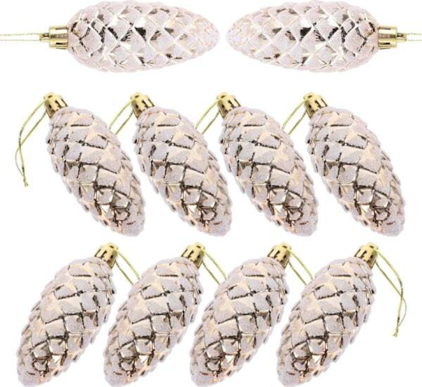 Julekulepynt med kongler 10 stk. Knusefrie Konglepynt Sesongmessige Høytidsbryllupsfestdekorasjoner Roségull