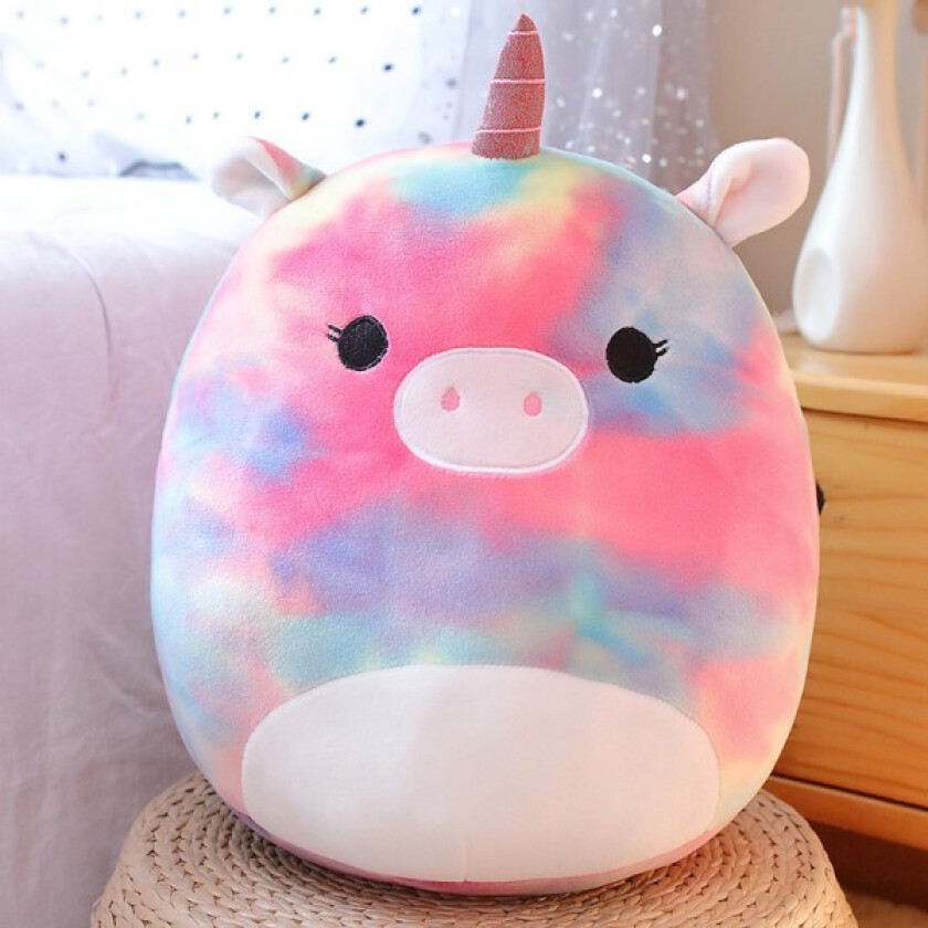 Mub- Squishmallow-serien Enhjørning lilla katt blendende grisdukke Liten flygende drage dukke G Tie-dye unicorn 35cm 380g