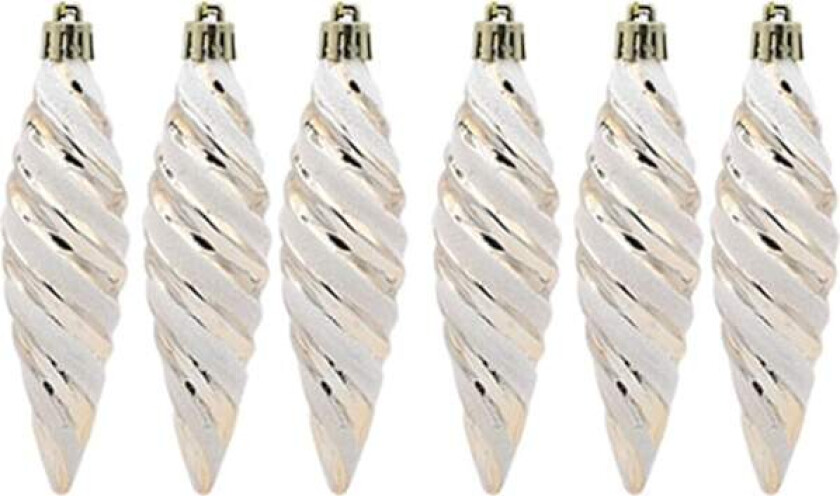 Sett med 6 Juletrpynt, Juletrpynt, Tilbehør, Malte Spiraltråder, Julekuler, (6 Champagne)