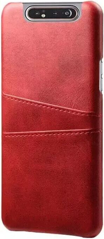 Samsung Galaxy A80 Rød Skinn Belagt Deksel m. Kortholder