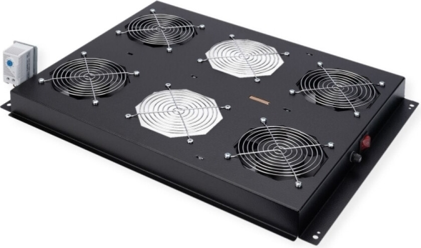 Roline 19-Inch Roof-Mounted Fan Unit 4 Fans, Thermostat Black