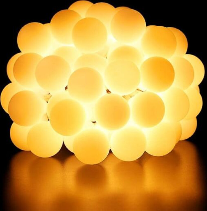50 LED Ball String Lights Varm Hvit, 10m Julekule String Lights Batteri Innendørs 8 Moduser Vanntett Utendørs String Lights Merk Funksjon Varmvit 50 LED