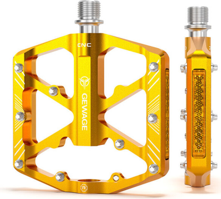 Sykkelpedaler med refleksstriper, 3 forseglede lagre, sklisikker CNC-aluminium sykkelplattform, 9/16 tommers pedaler for landeveissykkel, terrengsykkel, elsykkel.