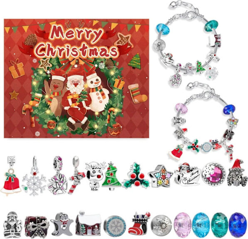 24-dagers DIY-adventskalender Smykkesett Blå Smykkearmbåndsett for Jenter Barn 2024 Nedtelling Jul Adventskalender style 6