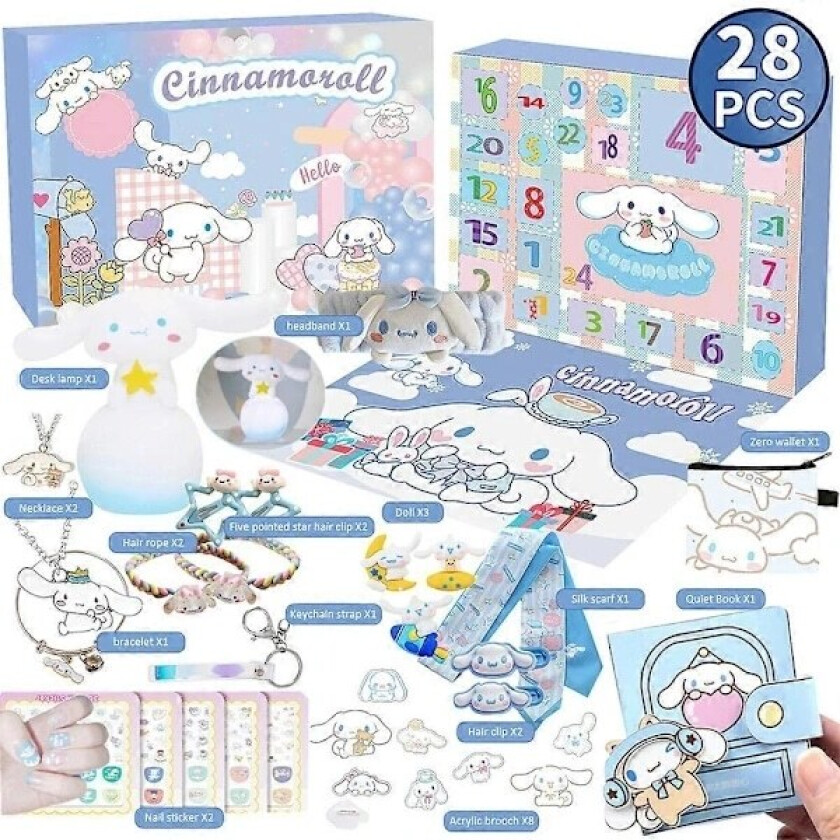 Adventskalender for Jenter 2024 - Julekalender med Tilbehør og Julepynt Cinnamoroll Cinnamoroll