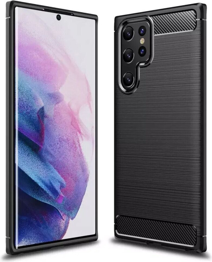 Samsung Galaxy S22 Ultra Brushed Carbon Deksel - Svart
