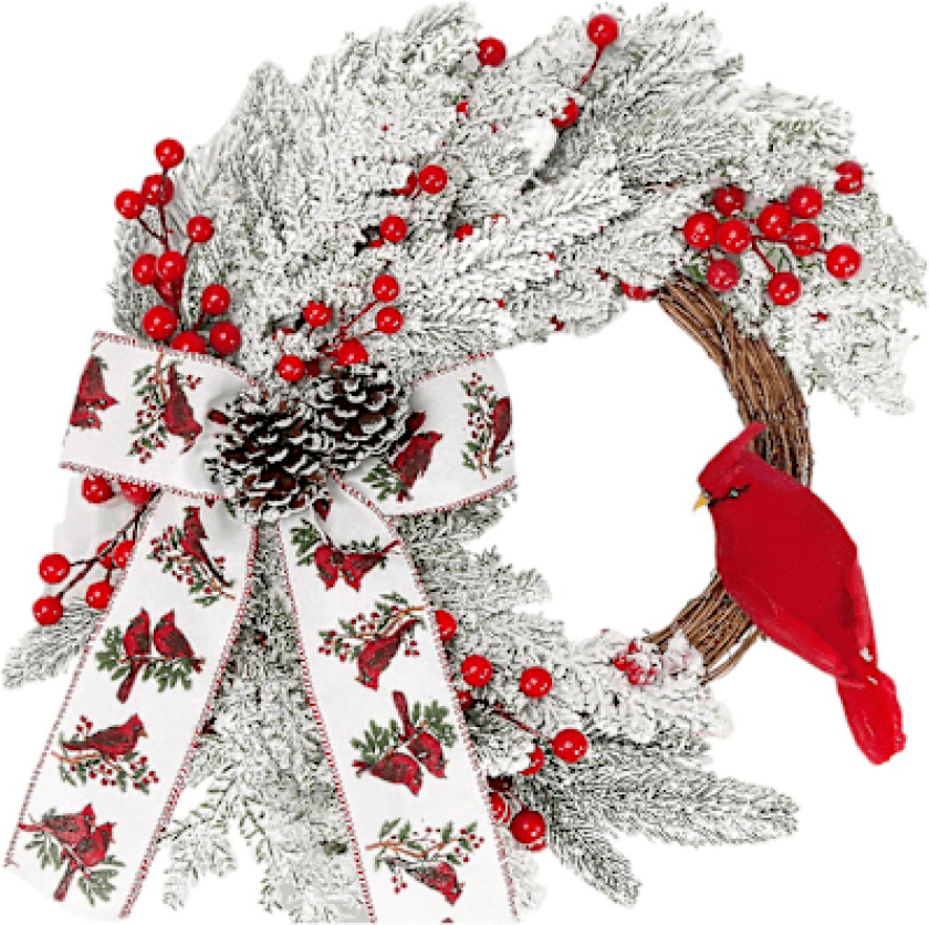 Julekrans med Kardinaldekorasjon - Innendørs/utendørs julepynt