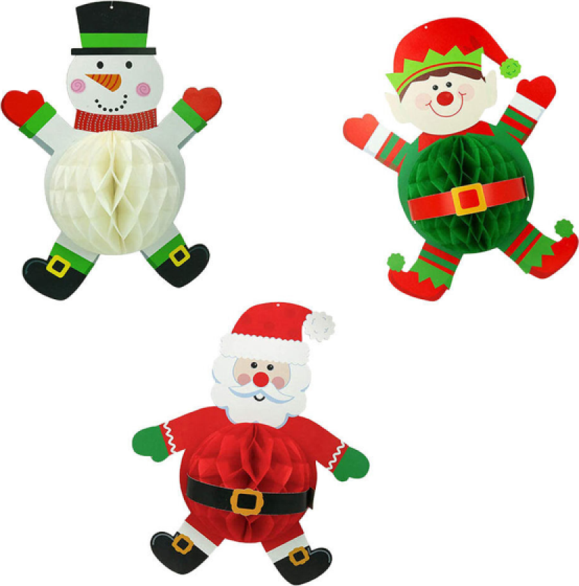 3 stk Honeycomb Julekuler Julepynt