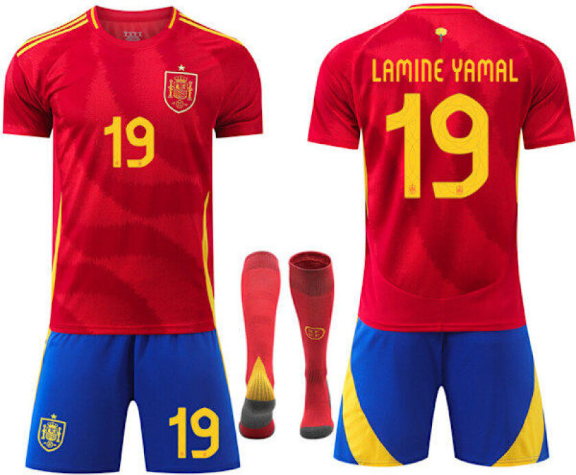 25. sesong Spansk Hjemme Rød Nr. 19 Lamin Yamal Fotballtrøye Fotballdrakt Barn Voksen No. 19 Lamin Yamal 26 (140-150CM)