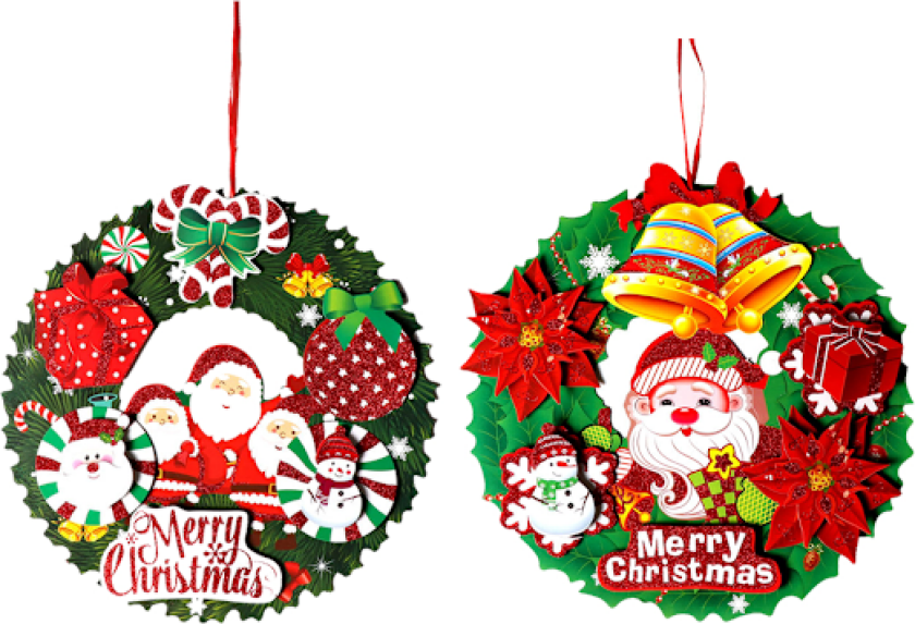 2 stk julekrans, 36 cm papirgirlander, til inngangsdør, vegg, vindu