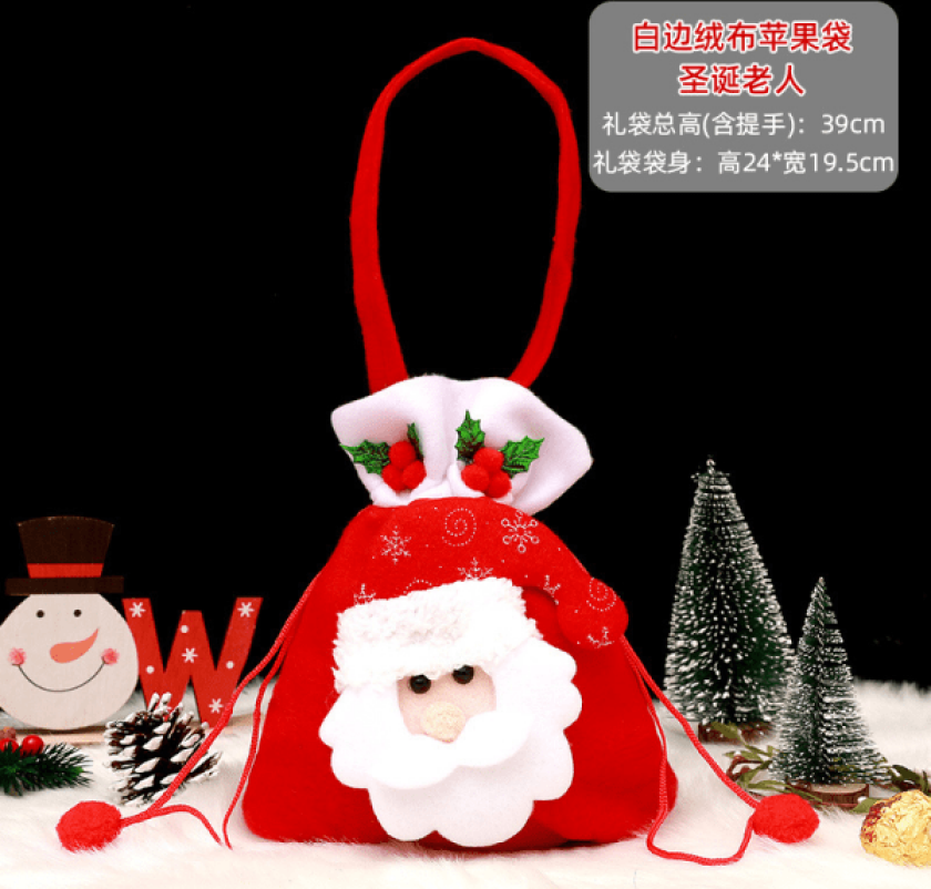 Mub- Jul epleveske gavepose Julaften Frukt emballasjepose godteri gave tøypose gaveemballasje Borstad ficka för äldre