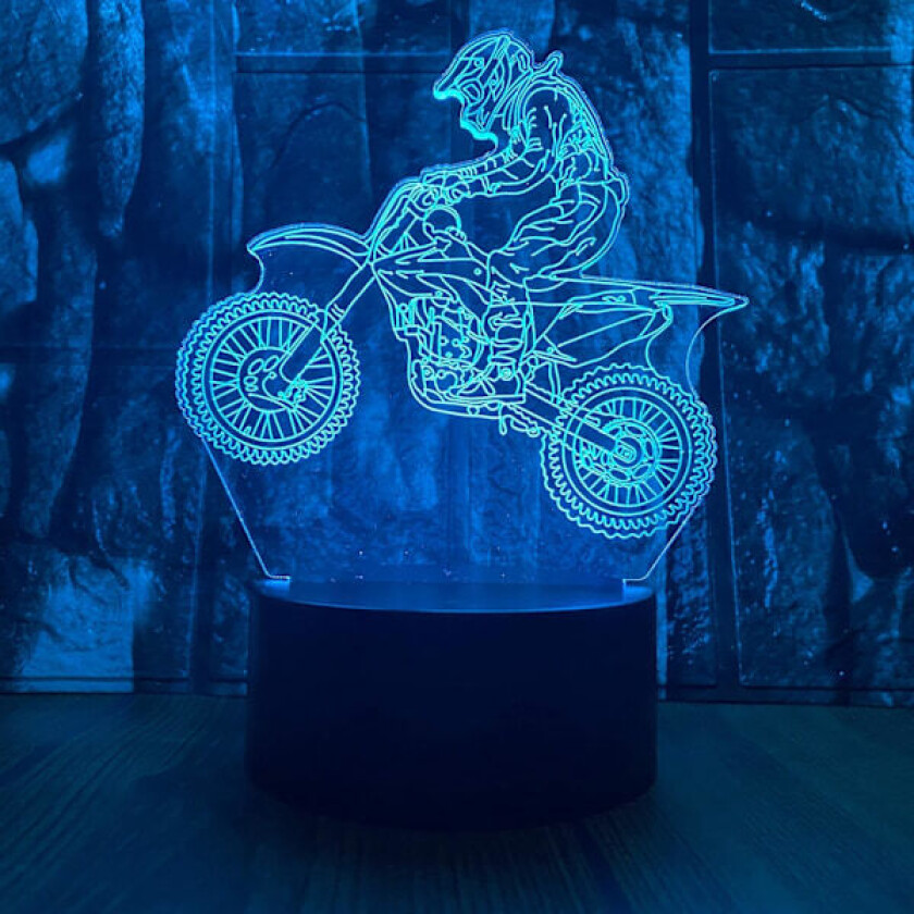 Motocross Bike 3D LED optisk illusjon akryl nattlampe w