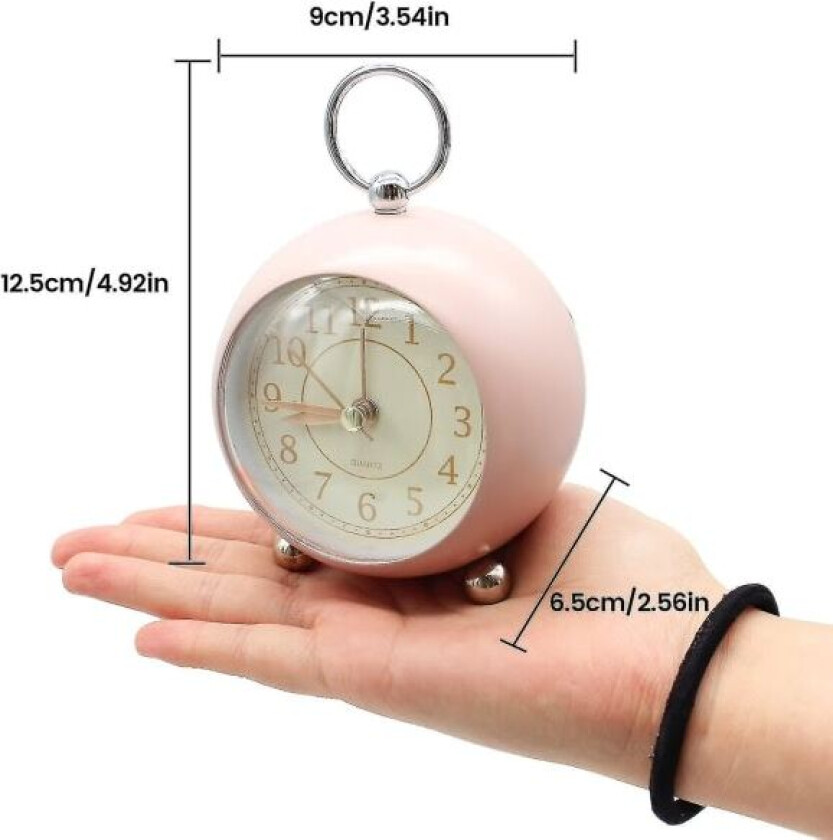 Tyst sängklokker Batteridrevet Ikke-tikkende Skrivebordsklokke Analog Vekkerklokke Retro Vekkerklokke i soverommet Enkel Rosa