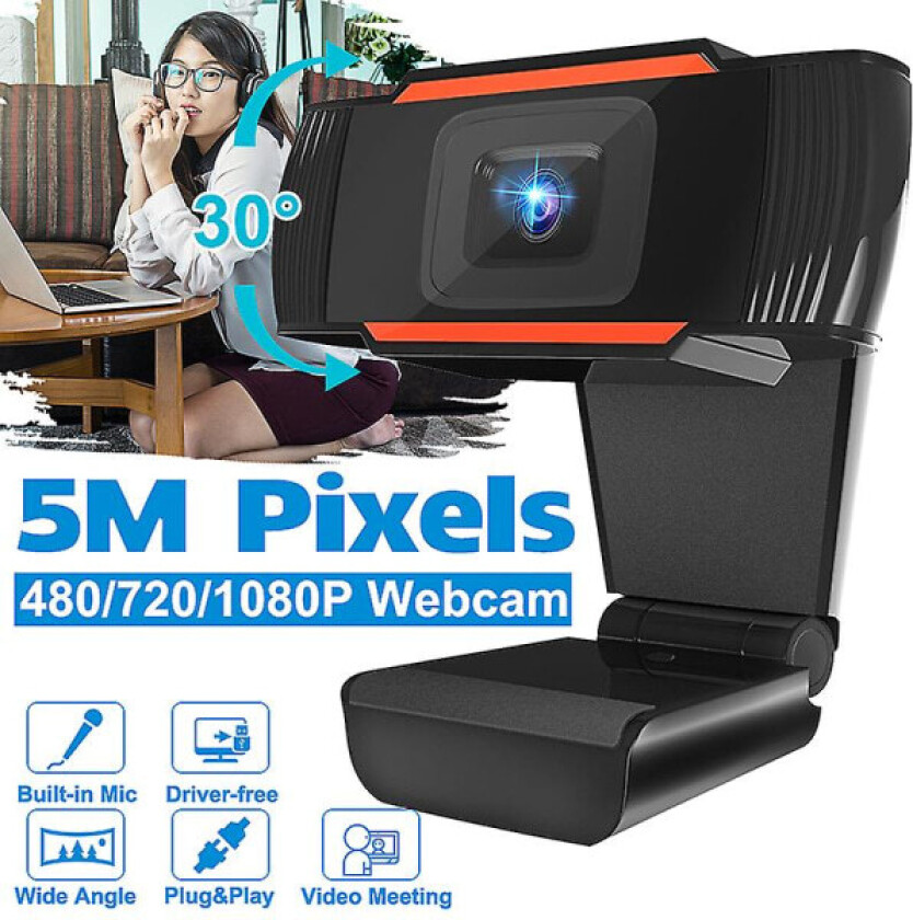 1080p Webkamera med Autofokus HD Webkamera Mikrofon for PC Bærbar PC Stasjonær PC