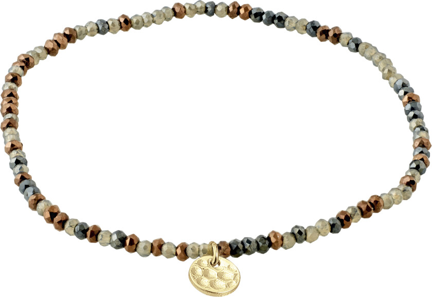 Bilde av Indie Bracelet Grey, Goldplated - Perlearmbånd Lycra