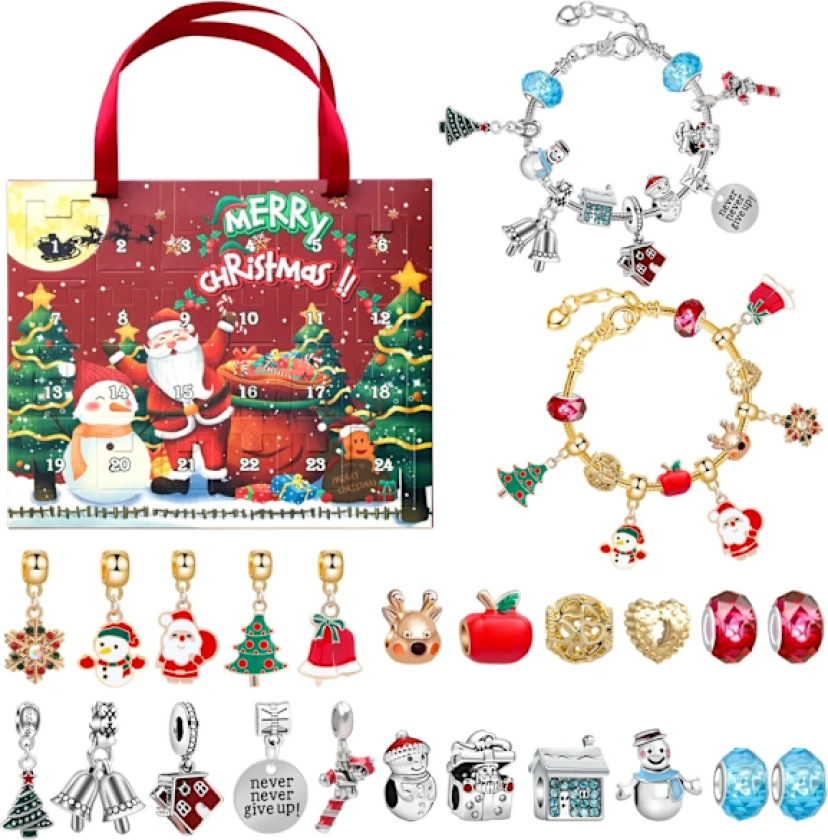 24-dagers DIY-adventskalender Smykkesett Blå Smykkearmbåndsett for Jenter Barn 2024 Nedtelling Jul Adventskalender style 9
