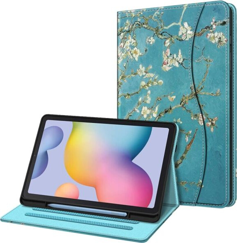 Etui (blått) til Samsung Galaxy Tab S6 Lite 10,4 tommer 2022/2020 - Multiposisjonsdeksel med kortlomme