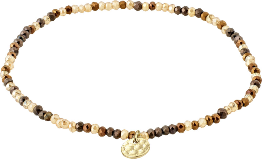 Indie Bracelet Brown, Goldplated - Perlearmbånd Lycra