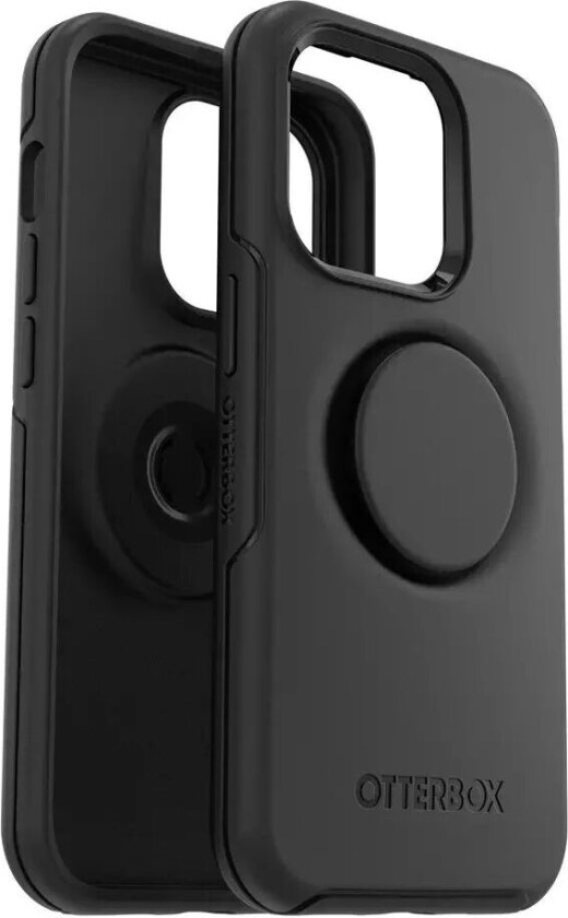 + POPSOCKETS Symmetry Series iPhone 14 Pro Håndverker Deksel med Innebygd PopGrip - Svart