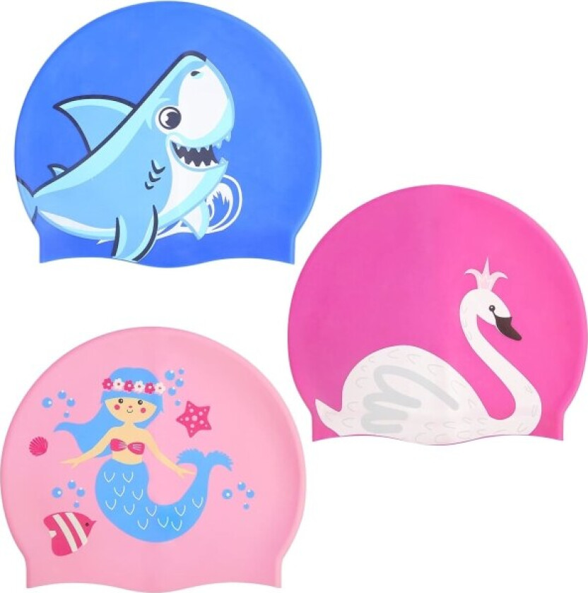 3 deler Badehette for barn Morsomt design Vanntett badehette for juniorer Badehetter for barn Tegneserie badehette for langt og kort hår Barn Småbarn Gutter
